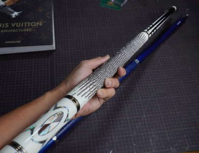 Bọc cơ da kỳ đà hoa trắng-đen cho chuôi Peri