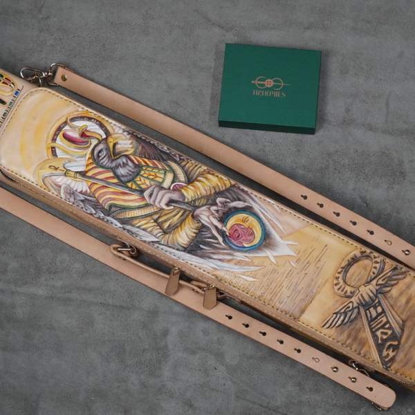 Bao cơ bida chủ đề Thần Horus Ai Cập Cue Case - Hard - 3x5