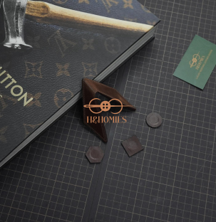 Kẹp lơ bida - Đôi cánh - Da bò nâu đậm