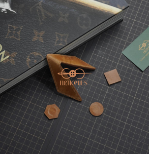 Kẹp lơ bida - Đôi cánh - Da bò nâu gold